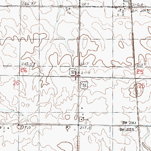 Topographic Map of Village of Lostant, IL