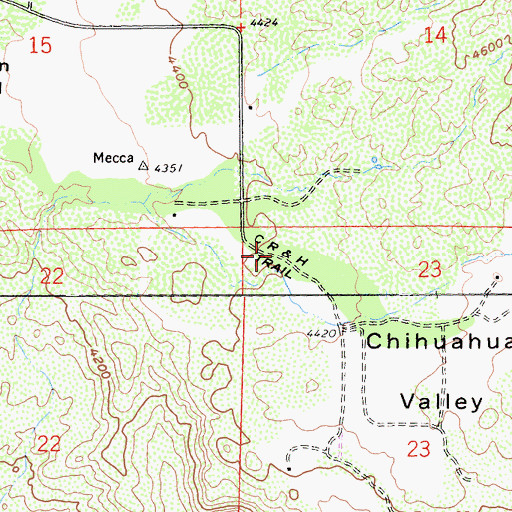 Topographic Map of C R and H Trail, CA