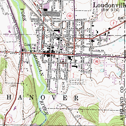 Topographic Map of Village of Loudonville, OH
