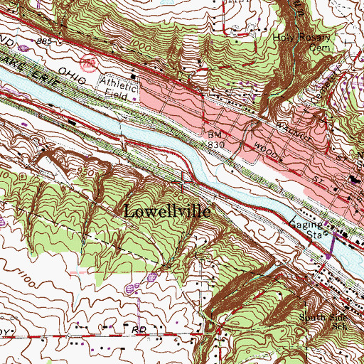Topographic Map of Village of Lowellville, OH