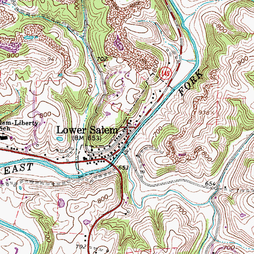 Topographic Map of Village of Lower Salem, OH