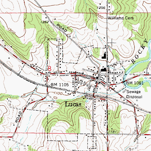 Topographic Map of Village of Lucas, OH
