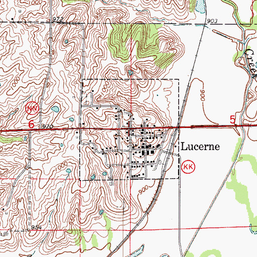 Topographic Map of Village of Lucerne, MO