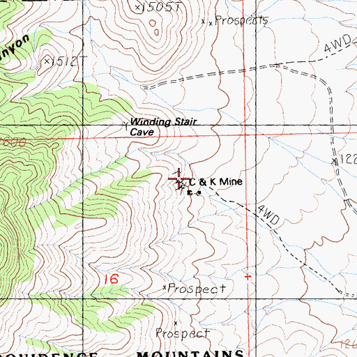 Topographic Map of C and K Mine, CA