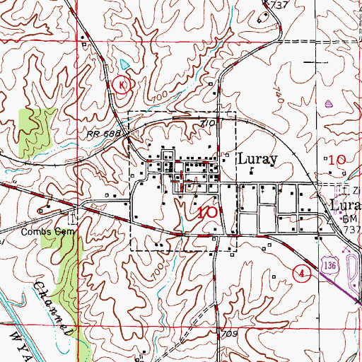 Topographic Map of Village of Luray, MO