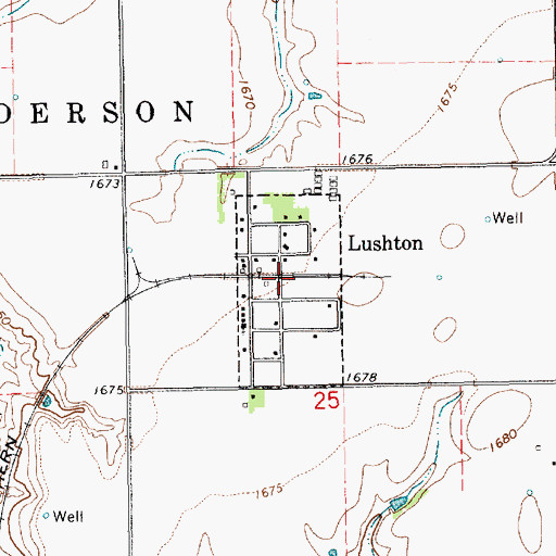 Topographic Map of Village of Lushton, NE