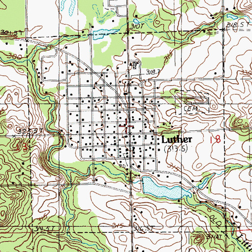 Topographic Map of Village of Luther, MI