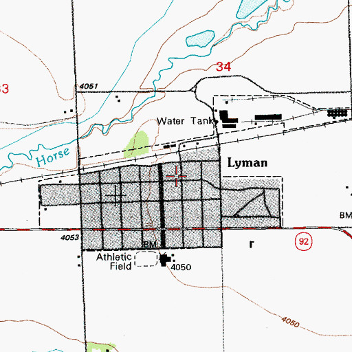 Topographic Map of Village of Lyman, NE