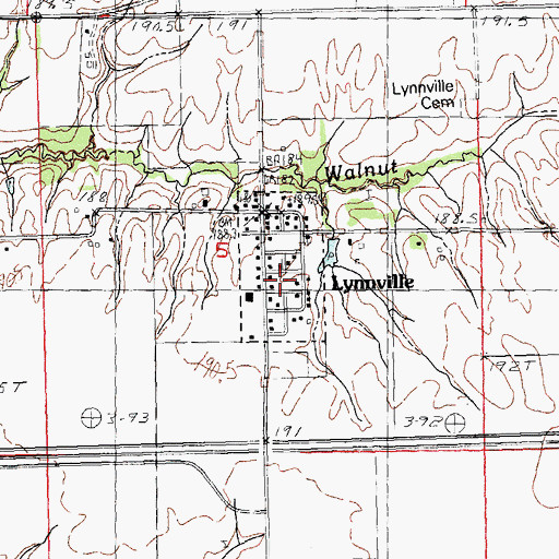 Topographic Map of Village of Lynnville, IL