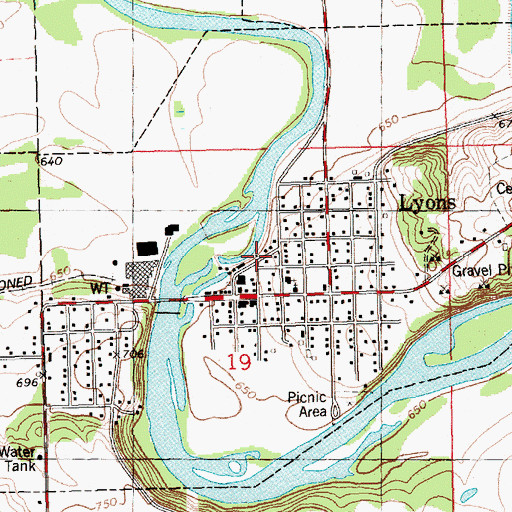 Topographic Map of Village of Lyons, MI