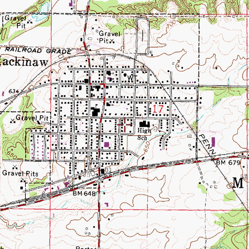 Topographic Map of Village of Mackinaw, IL