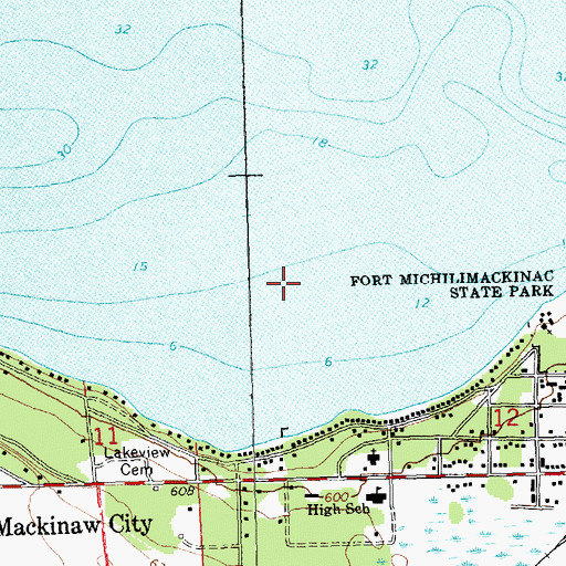 Topographic Map of Village of Mackinaw City, MI