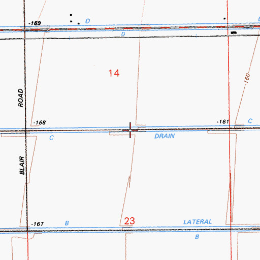 Topographic Map of C Drain, CA