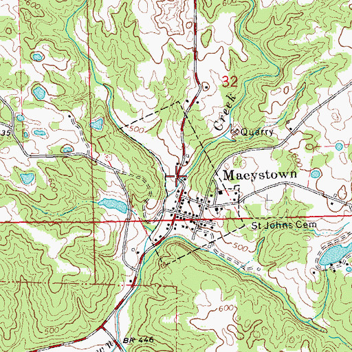 Topographic Map of Village of Maeystown, IL