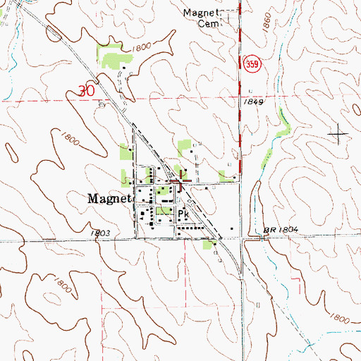 Topographic Map of Village of Magnet, NE
