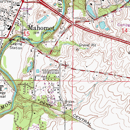 Topographic Map of Village of Mahomet, IL