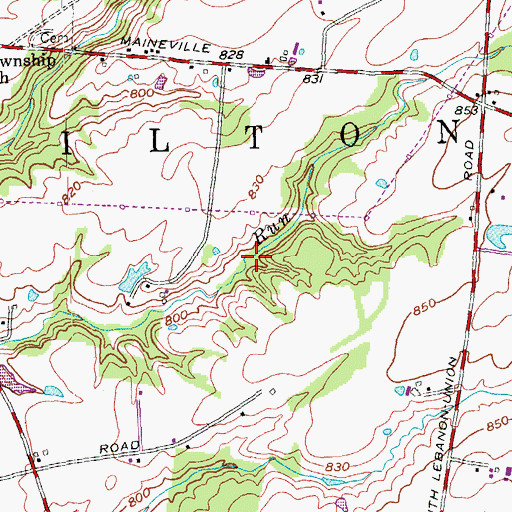Topographic Map of Village of Maineville, OH