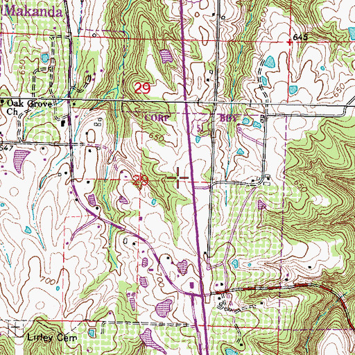 Topographic Map of Village of Makanda, IL