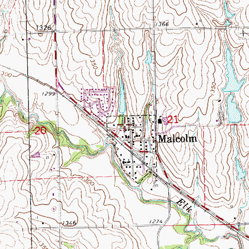 Topographic Map of Village of Malcolm, NE
