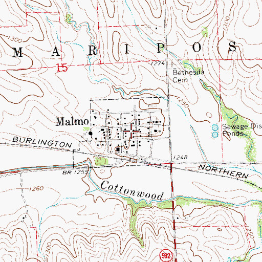 Topographic Map of Village of Malmo, NE