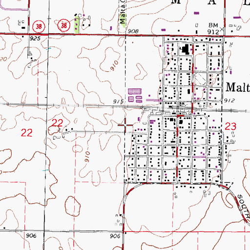 Topographic Map of Village of Malta, IL