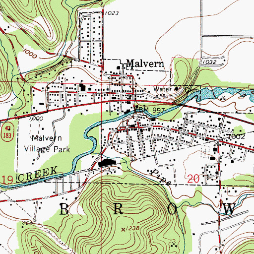 Topographic Map of Village of Malvern, OH