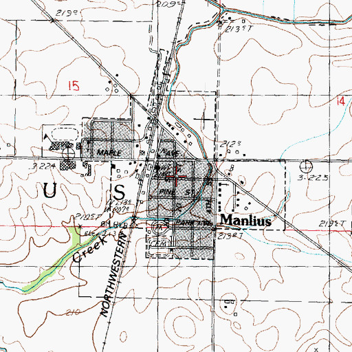 Topographic Map of Village of Manlius, IL