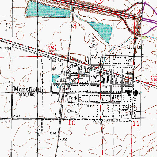 Topographic Map of Village of Mansfield, IL