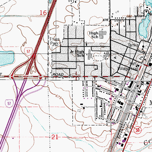 Topographic Map of Village of Manteno, IL