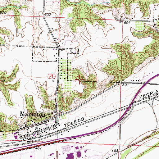 Topographic Map of Village of Mapleton, IL
