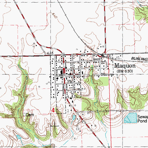 Topographic Map of Village of Maquon, IL