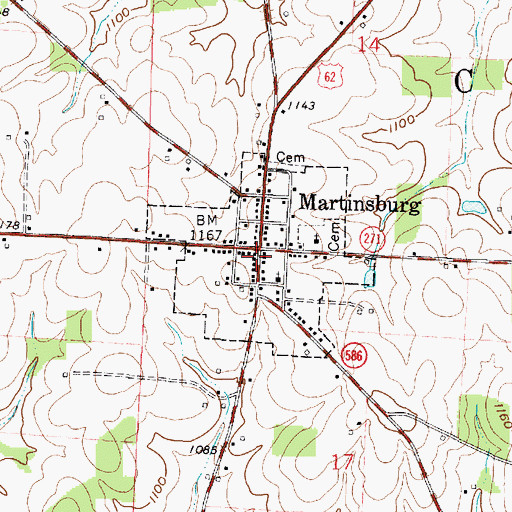Topographic Map of Village of Martinsburg, OH