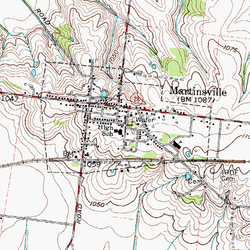 Topographic Map of Village of Martinsville, OH