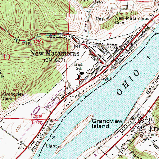 Topographic Map of Village of Matamoras, OH