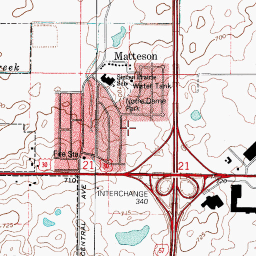Topographic Map of Village of Matteson, IL