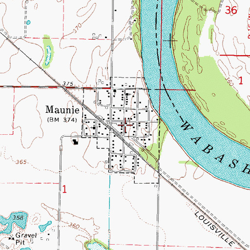 Topographic Map of Village of Maunie, IL