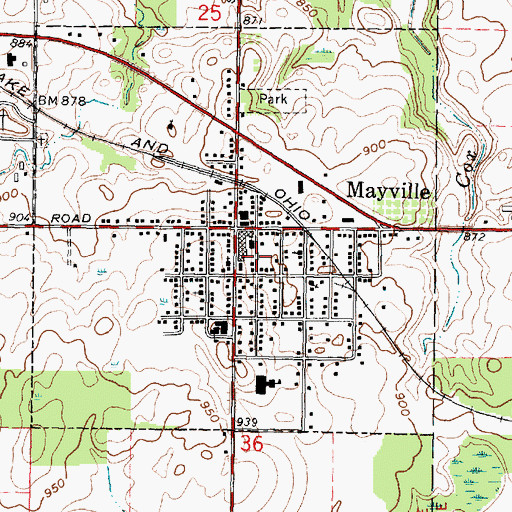 Topographic Map of Village of Mayville, MI