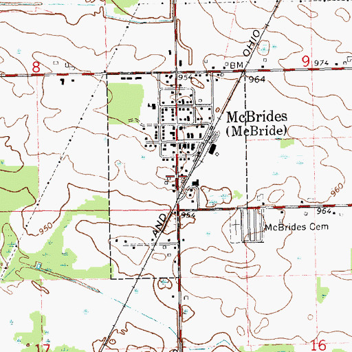 Topographic Map of Village of McBride, MI