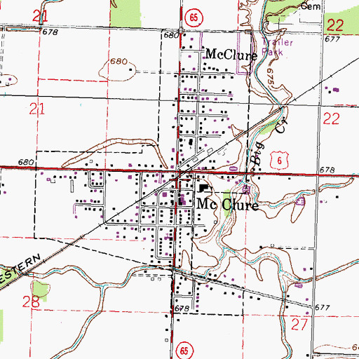 Topographic Map of Village of McClure, OH
