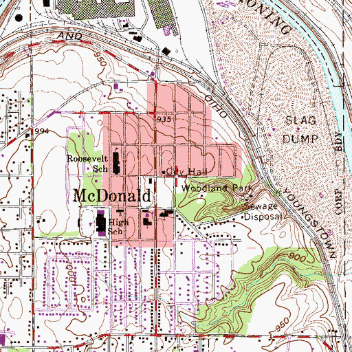 Topographic Map of Village of McDonald, OH