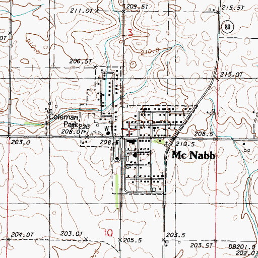 Topographic Map of Village of McNabb, IL