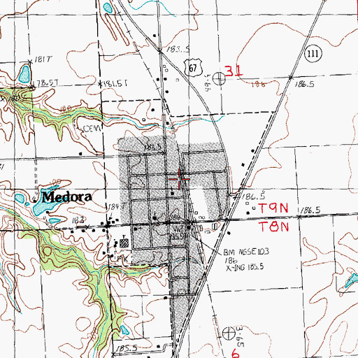 Topographic Map of Village of Medora, IL