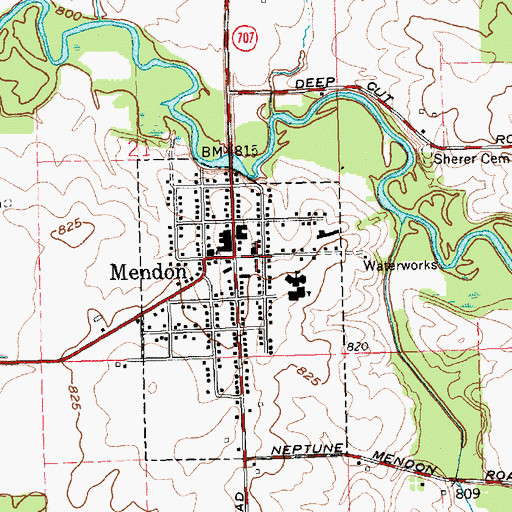 Topographic Map of Village of Mendon, OH