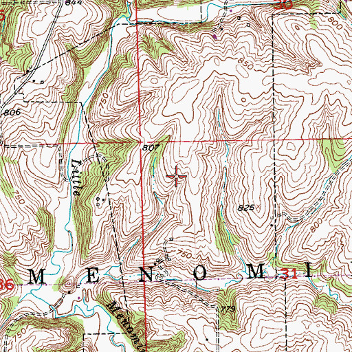 Topographic Map of Village of Menominee, IL