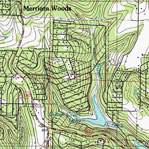 Topographic Map of Village of Merriam Woods, MO