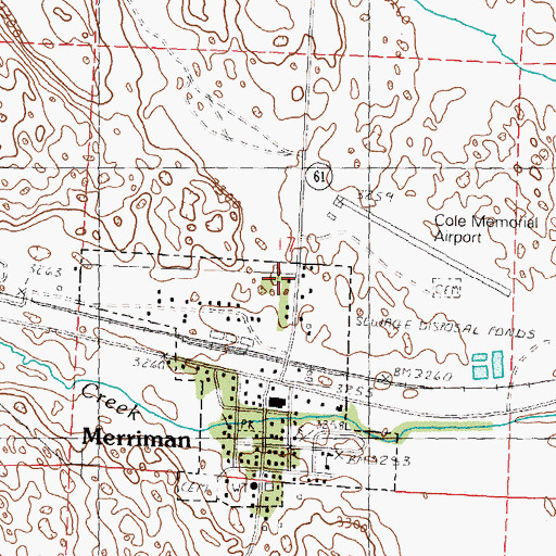 Topographic Map of Village of Merriman, NE