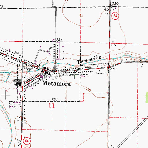 Topographic Map of Village of Metamora, OH