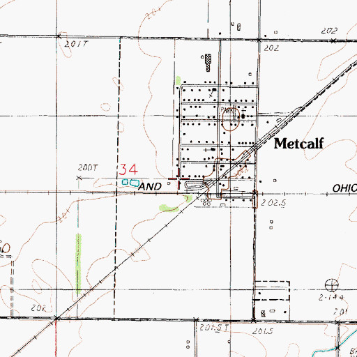 Topographic Map of Village of Metcalf, IL
