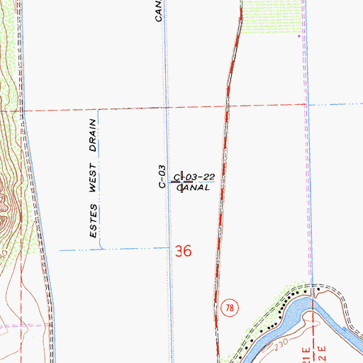 Topographic Map of C-03-22 Canal, CA