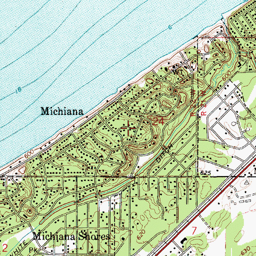 Topographic Map of Village of Michiana, MI